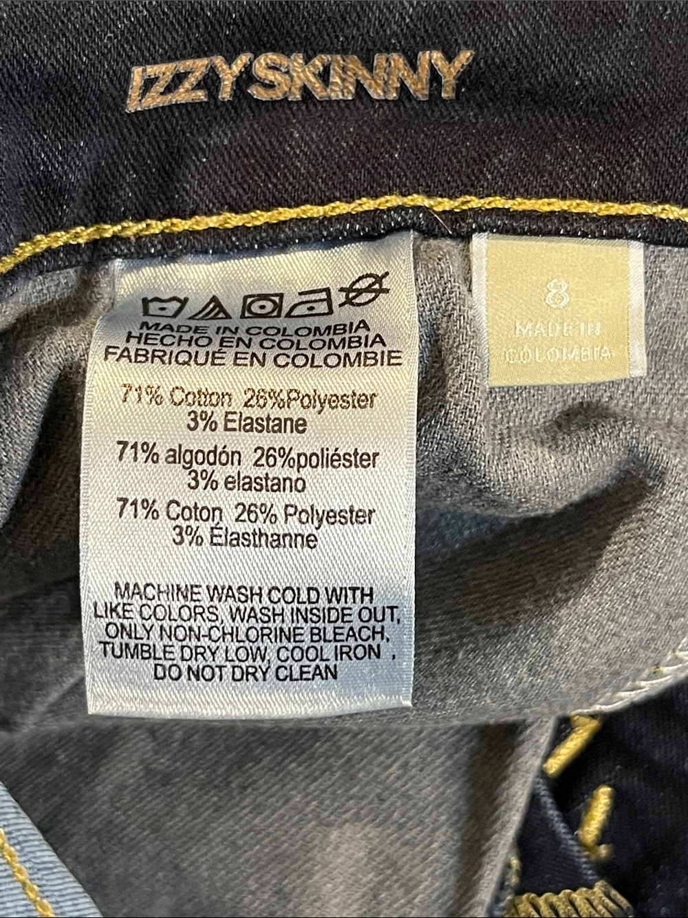 Michael Kors Dark Navy Skinny Jeans with Gold Stitching - Picture 3 of 3